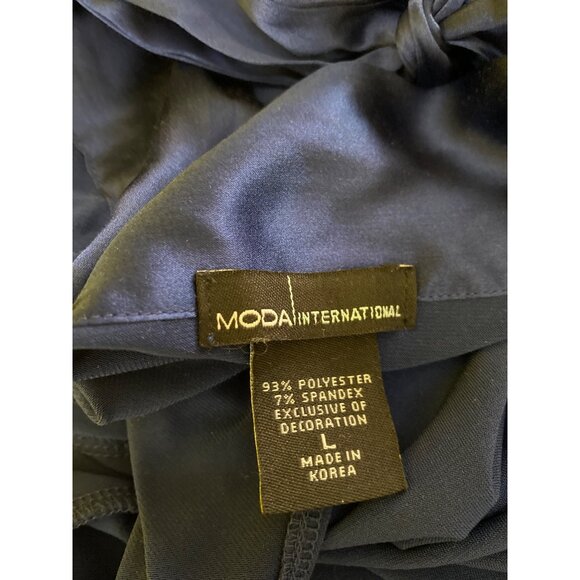 Moda International Blue Sleeveless Halter Neck Dress Large Y2K Sexy Retro Classy - Picture 6 of 7